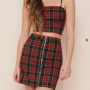 Sierra Furtado x Garage - Matching Plaid Top and Skirt Set
